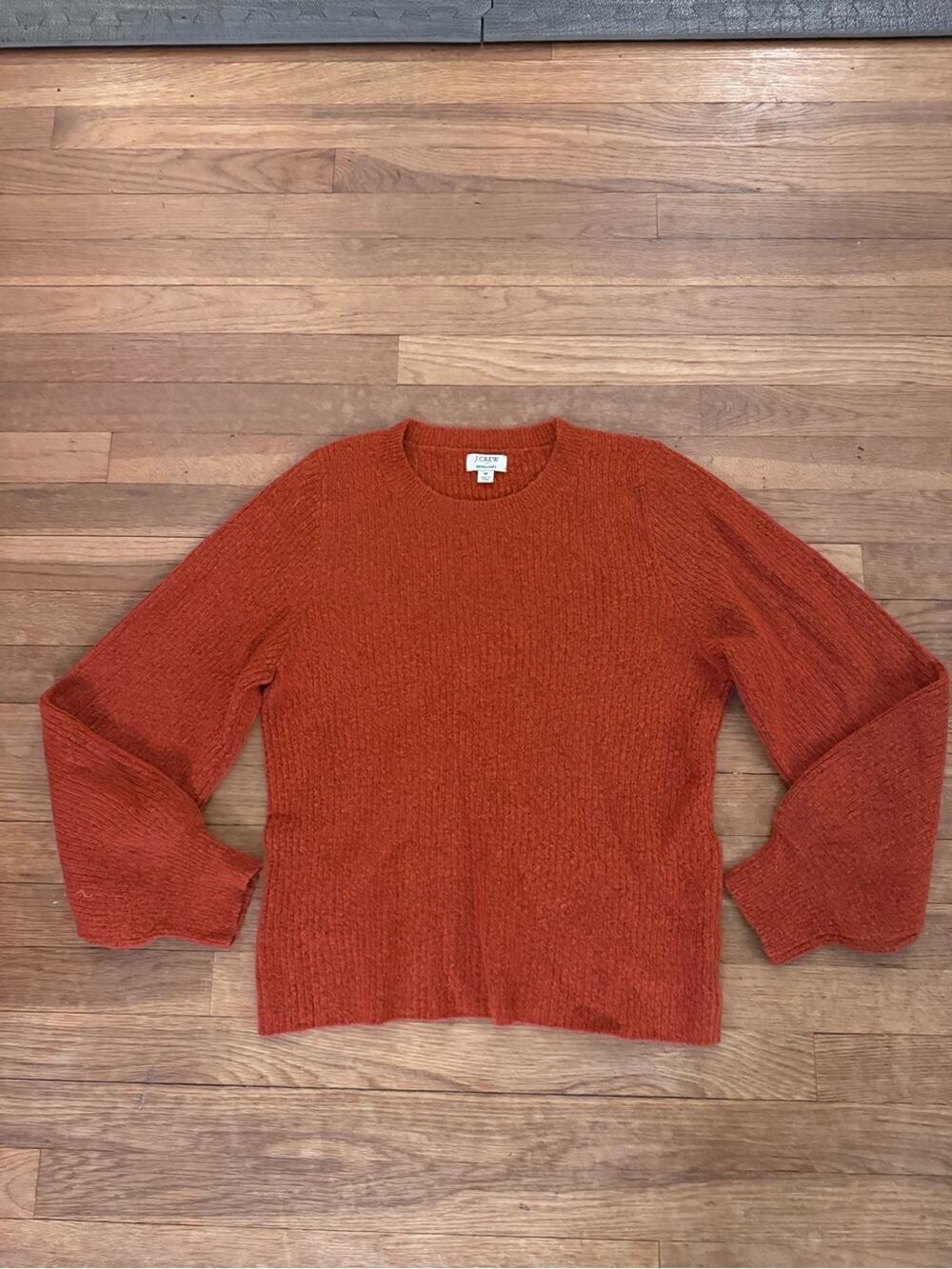 J. Crew Women's Burnt Orange Extra-Soft Wool Blend Sweater - Size M
 b82